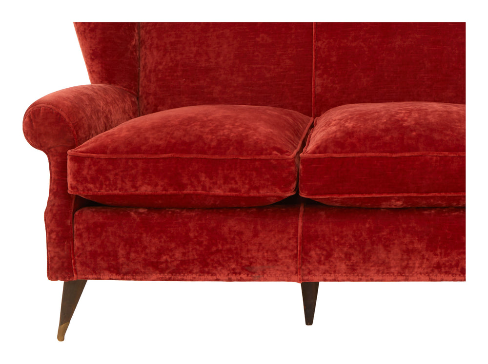 Vintage Red Velvet Sofa
