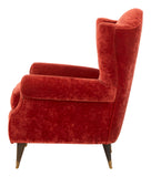 Vintage Red Velvet Wing Chair