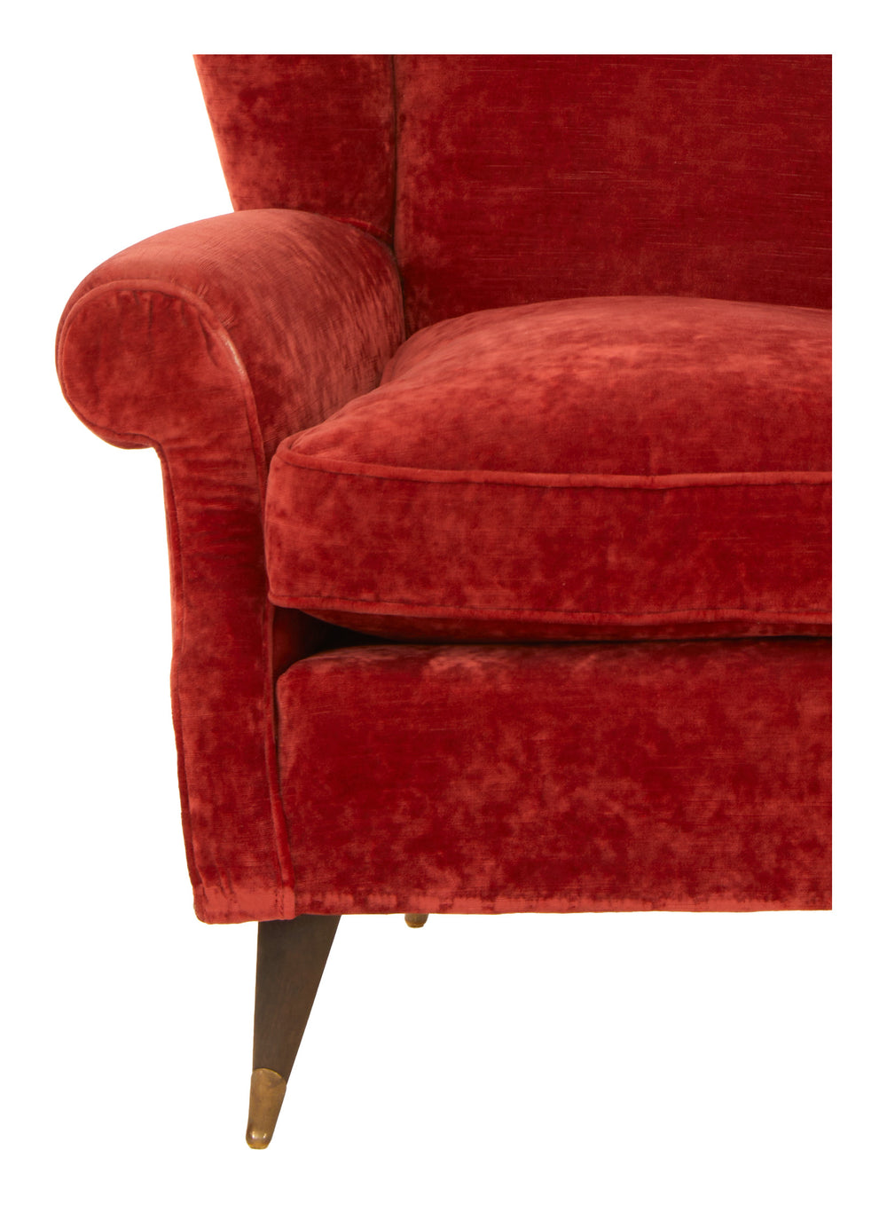 Vintage Red Velvet Wing Chair