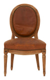 Antique Leather Oval Back Chair