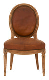 Antique Leather Oval Back Chair