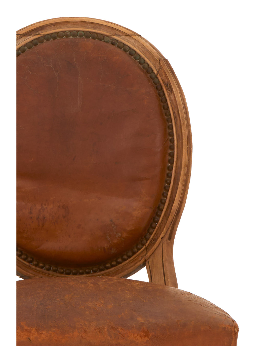 Antique Leather Oval Back Chair