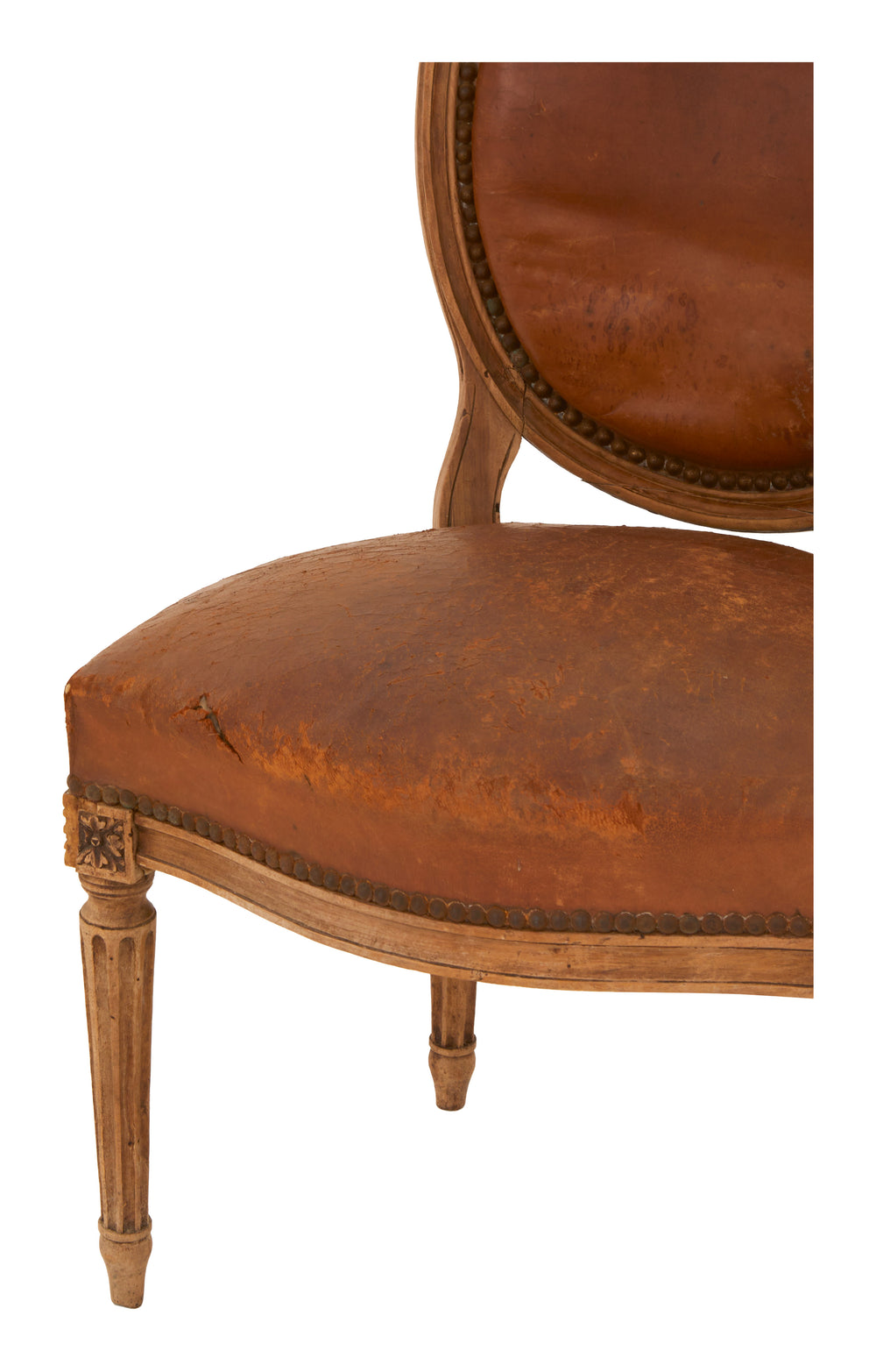 Antique Leather Oval Back Chair