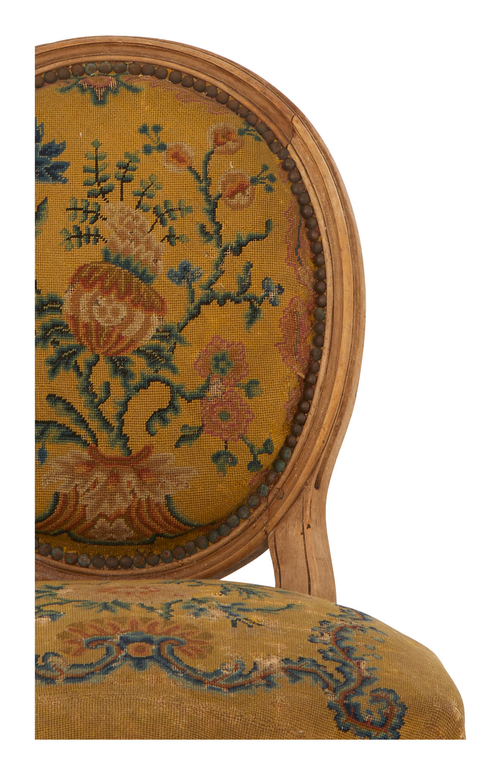 Antique Needlepoint Oval Back Chair