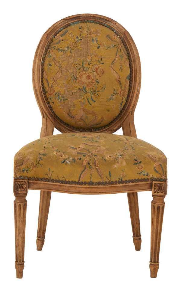 Antique Needlepoint Oval Back Chair